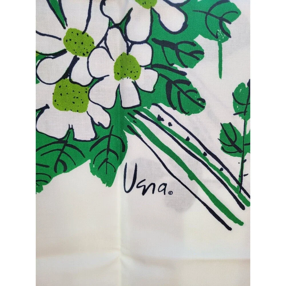 Vtg Vera Neumann Tablecloth MCM Blue Green Floral Daisies Flower Power 60x84